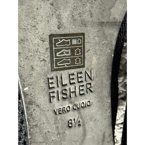 Eileen Fisher Knit Slip On Ballet Shoes Flats Textile Leather Womens 8.5 Black - Picture 3 of 9